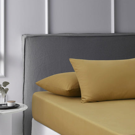 Accessorize Pecan Washed Cotton Fitted Sheet Set Single Home & Garden Kings Warehouse 