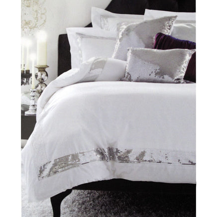 Accessorize Sequins White Cotton Quilt Cover Set Single Home & Garden Kings Warehouse 