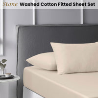 Accessorize Stone Washed Cotton Fitted Sheet Set King Home & Garden Kings Warehouse 