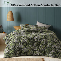 Accessorize Styx Washed Cotton Printed 3 Piece Comforter Set Queen Home & Garden Kings Warehouse 