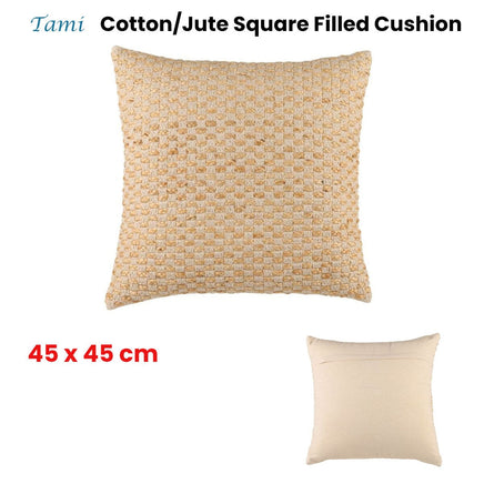 Accessorize Tami Cotton/Jute Square Filled Cushion 45cm x 45cm Home & Garden Kings Warehouse 