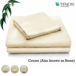 Accessorize Tencel Cotton Blend Sheet Set Cream (Also Known as Stone) Single Home & Garden Kings Warehouse
