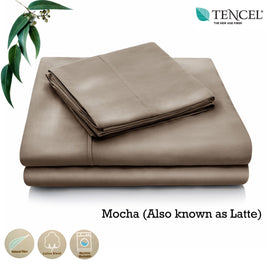 Accessorize Tencel Cotton Blend Sheet Set Mocha (Also Known as Latte) Single Home & Garden Kings Warehouse
