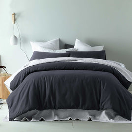 Accessorize Waffle Slate Cotton Blend Quilt Cover Set Queen Home & Garden Kings Warehouse 