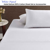 Accessorize White Piped Hotel Deluxe Cotton Sheet Set King Home & Garden Kings Warehouse 