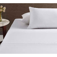 Accessorize White Piped Hotel Deluxe Cotton Sheet Set Queen Home & Garden Kings Warehouse 