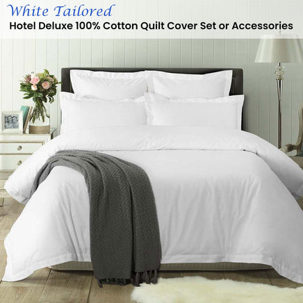 Accessorize White Tailored Hotel Deluxe Cotton Quilt Cover Set King Home & Garden Kings Warehouse 