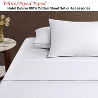 Accessorize White/Black Piped Hotel Deluxe Cotton Sheet Set Queen Home & Garden Kings Warehouse 