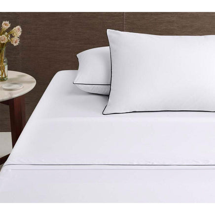Accessorize White/Black Piped Hotel Deluxe Cotton Sheet Set Super King Home & Garden Kings Warehouse 