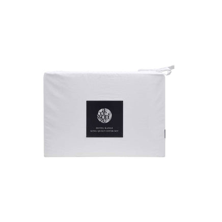 Accessorize White/Black Tailored Hotel Deluxe Cotton Quilt Cover Set Super King Home & Garden Kings Warehouse 