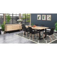 Aconite Dining Table 180cm Solid Messmate Timber Wood Black Metal Leg - Natural dining Kings Warehouse 
