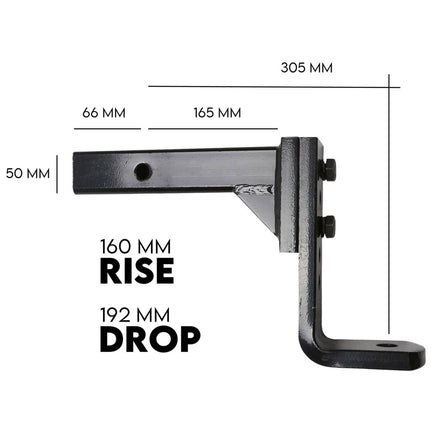Adjustable Drop Towbar Tow Bar Ball Mount Tongue 2" Hitch Trailer 4000KG Home & Garden Kings Warehouse 