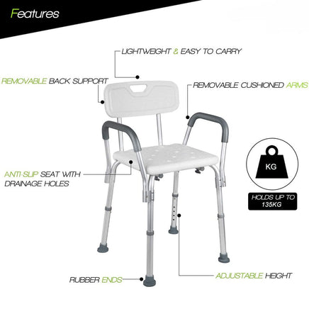 Adjustable Medical Shower Chair Portable Stool Mobility bathtub chair Kings Warehouse 