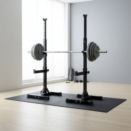 Adjustable Squat Rack Pair Steel Barbell Bench Press Stands Gym Home Sports & Fitness Kings Warehouse 