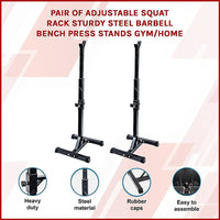 Adjustable Squat Rack Pair Steel Barbell Bench Press Stands Gym Home Sports & Fitness Kings Warehouse 
