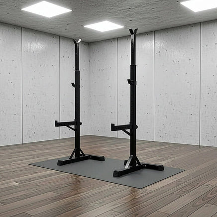 Adjustable Squat Rack Pair Steel Barbell Bench Press Stands Gym Home Sports & Fitness Kings Warehouse 