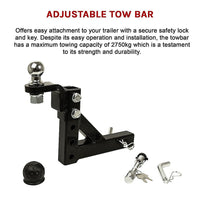 Adjustable Tow Bar Tongue Hitch 50mm Ball Towbar Drop Trailer Caravan 4WD Kings Warehouse 