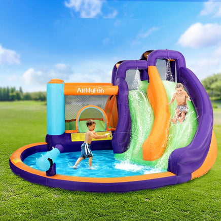 AirMyFun Inflatable Water Slide Kids Jumping Trampoline Castle Double Slide Home & Garden Kings Warehouse 