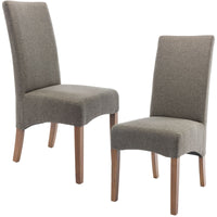 Aksa Fabric Upholstered Dining Chair Set of 2 Solid Pine Wood Furniture - Grey dining Kings Warehouse 