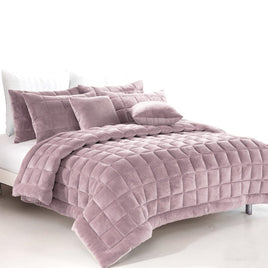 Alastairs Augusta Faux Mink Quilt / Comforter Set Blush Single Home & Garden Kings Warehouse 