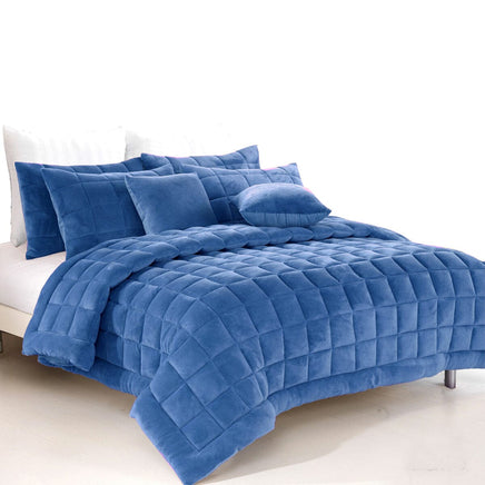 Alastairs Augusta Faux Mink Quilt / Comforter Set Denim Queen Home & Garden Kings Warehouse 