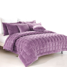 Alastairs Augusta Faux Mink Quilt / Comforter Set Lilac Super King Home & Garden Kings Warehouse 