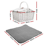 Alfresco 2 Person Picnic Basket Set Insulated Blanket Bag Outdoor Recreation Kings Warehouse 