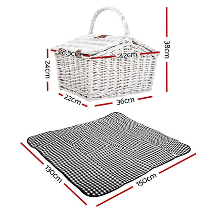 Alfresco 2 Person Picnic Basket Set Insulated Blanket Bag Outdoor Recreation Kings Warehouse 