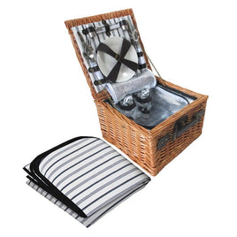 Alfresco 2 Person Picnic Basket Set Vintage Outdoor Baskets Insulated Blanket Outdoor Recreation Kings Warehouse 