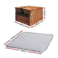 Alfresco 2 Person Picnic Basket Set Vintage Outdoor Baskets Insulated Blanket Outdoor Recreation Kings Warehouse 
