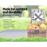 Alfresco 2 Person Picnic Basket Set Vintage Outdoor Baskets Insulated Blanket Outdoor Recreation Kings Warehouse 
