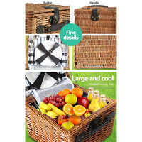 Alfresco 2 Person Picnic Basket Set Vintage Outdoor Baskets Insulated Blanket Outdoor Recreation Kings Warehouse 