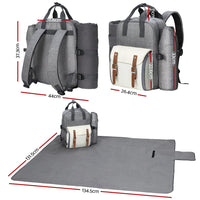 Alfresco 4 Person Picnic Basket Set Backpack Bag Insulated Grey Outdoor Recreation Kings Warehouse 