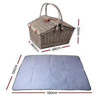 Alfresco 4 Person Picnic Basket Set Baskets Insulated Blanket Bag Outdoor Recreation Kings Warehouse 