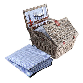 Alfresco 4 Person Picnic Basket Set Baskets Insulated Blanket Bag Outdoor Recreation Kings Warehouse
