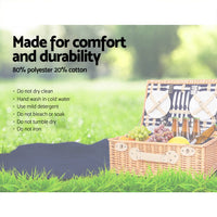 Alfresco 4 Person Picnic Basket Set Cooler Bag Insulated Blanket Outdoor Recreation Kings Warehouse 