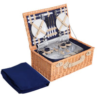 Alfresco 4 Person Picnic Basket Set Cooler Bag Insulated Blanket Outdoor Recreation Kings Warehouse 