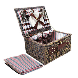Alfresco 4 Person Picnic Basket Set Insulated Blanket Bag Outdoor Recreation Kings Warehouse 