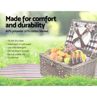 Alfresco 4 Person Picnic Basket Set Insulated Blanket Bag Outdoor Recreation Kings Warehouse 