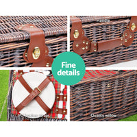 Alfresco 4 Person Picnic Basket Set Insulated Blanket Bag Red Outdoor Recreation Kings Warehouse 