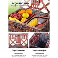 Alfresco 4 Person Picnic Basket Set Insulated Blanket Bag Red Outdoor Recreation Kings Warehouse 