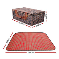 Alfresco 4 Person Picnic Basket Set Insulated Blanket Bag Red Outdoor Recreation Kings Warehouse 