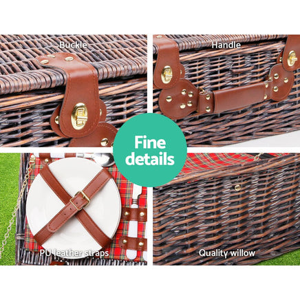 Alfresco 4 Person Picnic Basket Set Insulated Blanket Bag Red Outdoor Recreation Kings Warehouse 