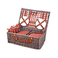 Alfresco 4 Person Picnic Basket Set Insulated Blanket Bag Red Outdoor Recreation Kings Warehouse 