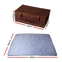 Alfresco 4 Person Picnic Basket Set Insulated Blanket Storage Bag Outdoor Recreation Kings Warehouse 