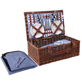 Alfresco 4 Person Picnic Basket Set Insulated Blanket Storage Bag Outdoor Recreation Kings Warehouse