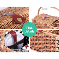 Alfresco 4 Person Picnic Basket Set Insulated Outdoor Blanket Bag Outdoor Recreation Kings Warehouse 