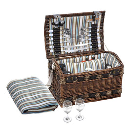 Alfresco 4 Person Picnic Basket Set Insulated Storage Blanket Outdoor Recreation Kings Warehouse