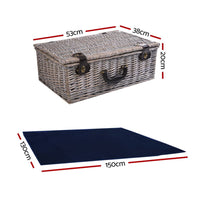 Alfresco 6 Person Picnic Basket Set Cooler Bag Insulated Blanket Plates Navy Outdoor Recreation Kings Warehouse 