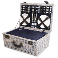 Alfresco 6 Person Picnic Basket Set Cooler Bag Insulated Blanket Plates Navy Outdoor Recreation Kings Warehouse 